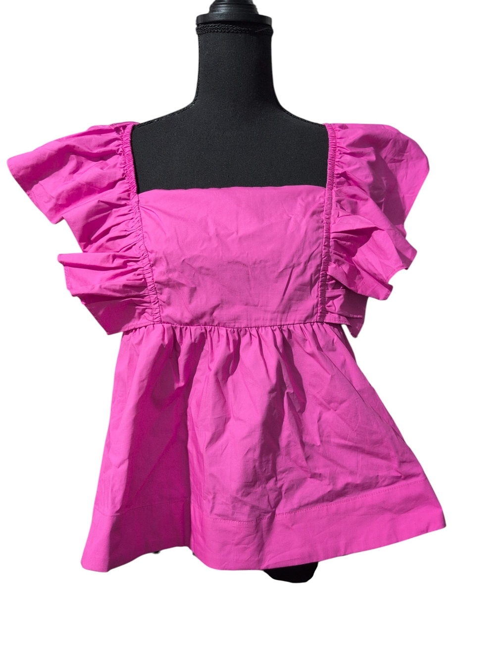 Free Assembly Pink Ruffle Sleeve Square Neck Top Size S (4-6) NWT - Picture 3 of 11